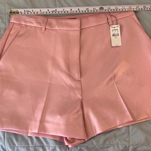 Express Pants - High waisted pink shimmer shorts